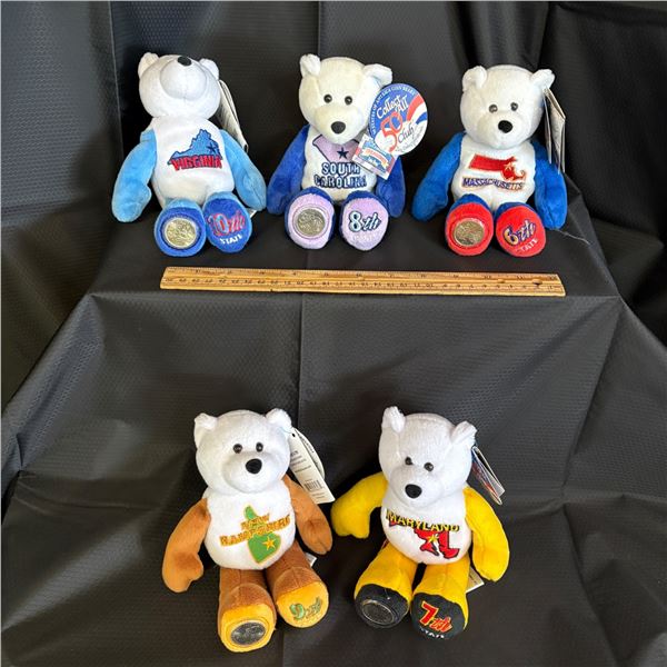 50 STATES OF AMERICA COIN BEARS - LOT OF 5