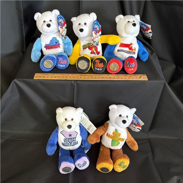 50 STATES OF AMERICA COIN BEARS - LOT OF 5
