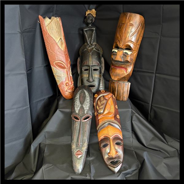 LOT OF 5 AFRICAN FACE MASKS