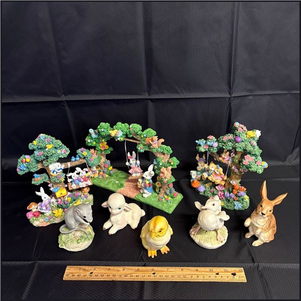 LOT OF EASTER DECO AND ANIMALS