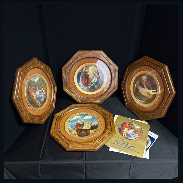 LOT OF 4 OAK FRAMES WITH COLLECTOR PLATES