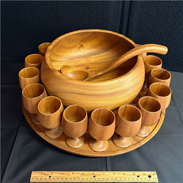 WOOD PUNCH BOWL SET