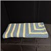 Image 1 : HAND MADE BLUE AND IVORY LAP BLANKET