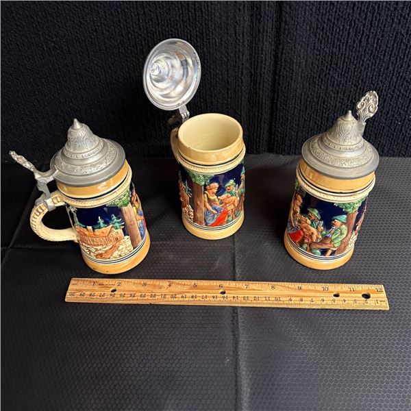 LOT OF 3 BEER STEINS