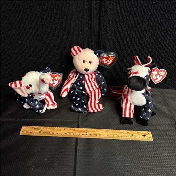 TY BEANIE  - LOT OF 3 US PATRIOTS