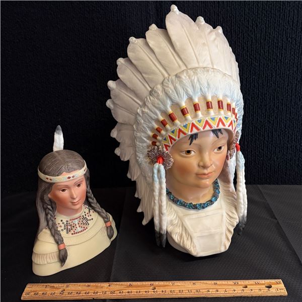 LOT OF 2 NATIVE AMERICAN INDIAN BUSTS