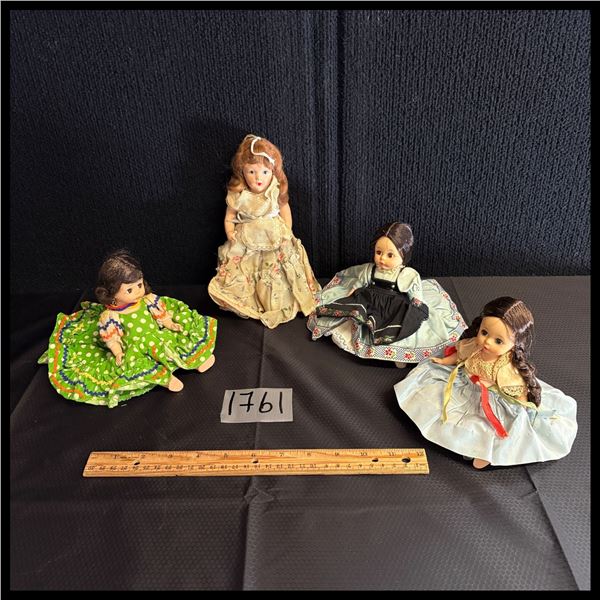 LOT OF 4 MINIATURE DOLLS