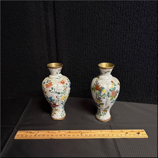 CLOISONNE SET OF 2 VASES