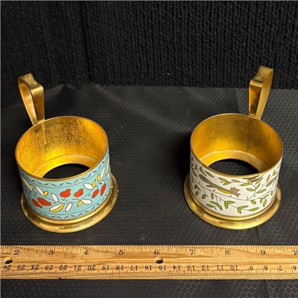 SET OF 2 METAL CUP HOLDERS