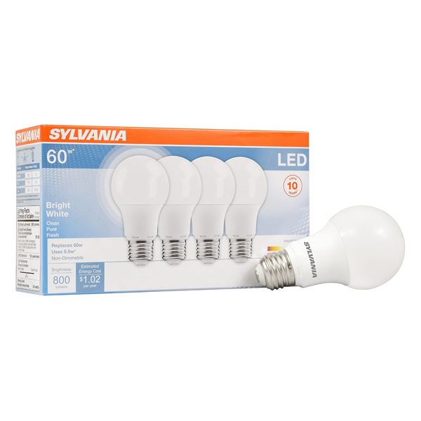 NEW 4 X SYLVANIA 75W BRIGHT WHITE LIGHTBULBS