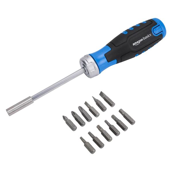 NEW AMAZON BASICS 12-IN-1 MAGNETIC RATCHET SCREWDR