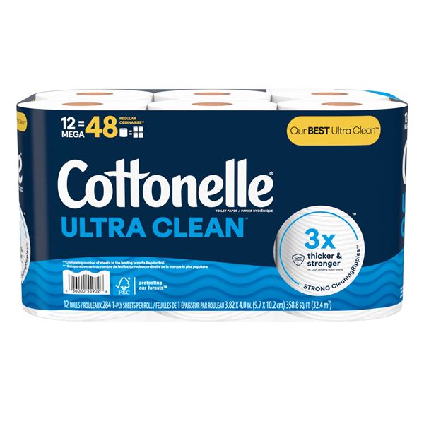 NEW 12 X 284 SHEETS COTTONELLE ULTRA CLEAN
