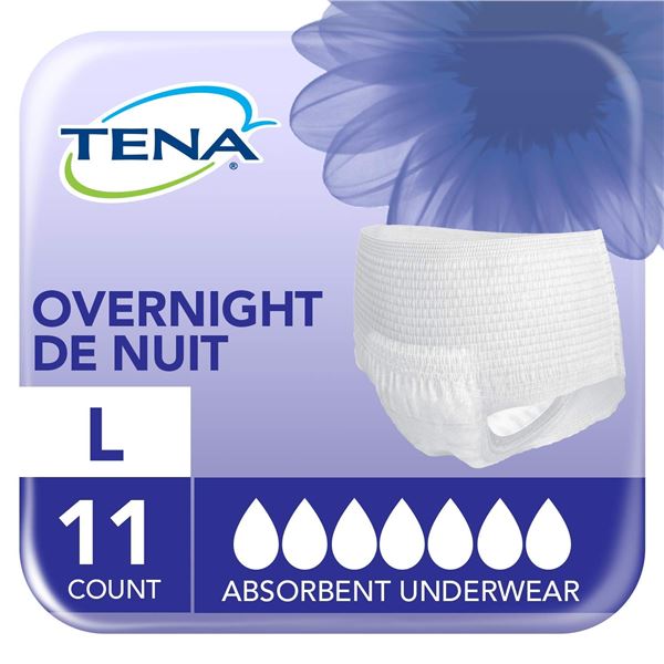 NEW 11 TENA OVERNIGHT LARGE UNDERWEAR
