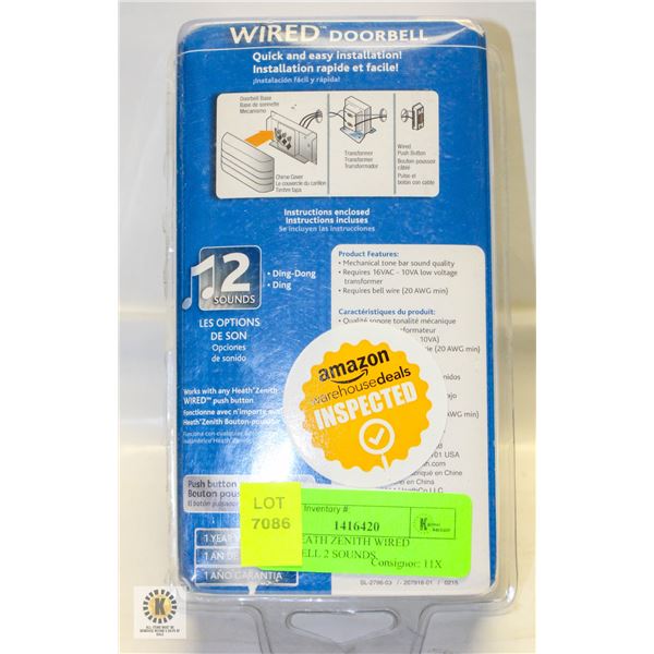 NEW HEATH ZENITH WIRED DOORBELL 2 SOUNDS