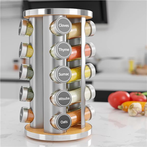 NEW 20 BOTTLE SPICE CAROUSEL JAR ROTATING