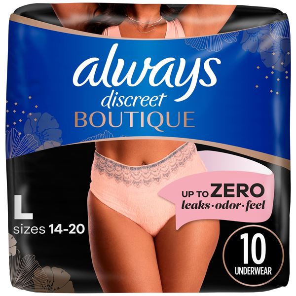 NEW 10 UNDERWEAR ALWAYS DISCREET LARGE