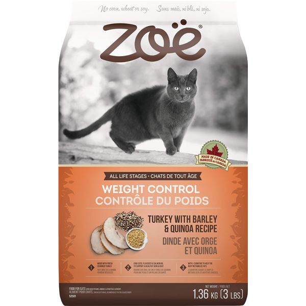 NEW 3LB ZOE WEIGHT CONTROL TURKEY WITH BARLEY