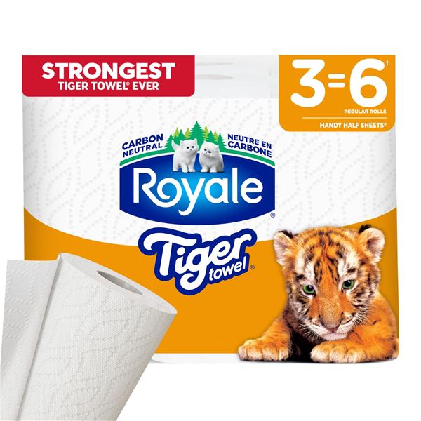NEW 3 X 98 SHEETS ROYALE TIGER TOWEL