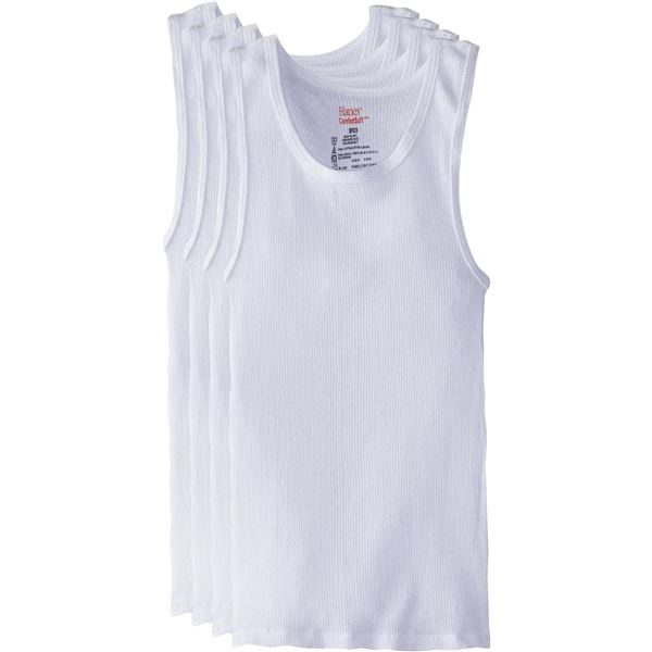 NEW 5 HANES LARGE BOYS TAGLESS TANKS