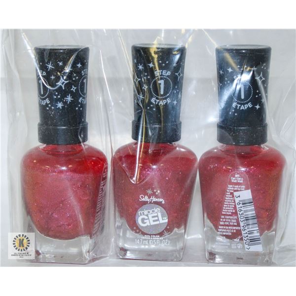 NEW 3 PACK OF SALLY HANSEN MIRACLE GEL NAIL COLOUR