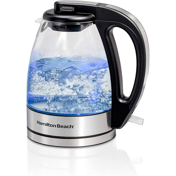 NEW 1L HAMILTON BEACH COMPACT GLASS KETTLE