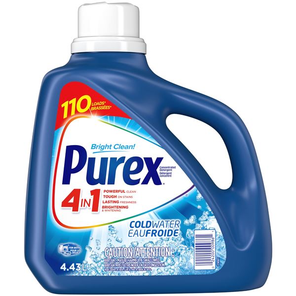 NEW 4.43L PUREX 4-IN-1 COLD WATER 110 LOADS