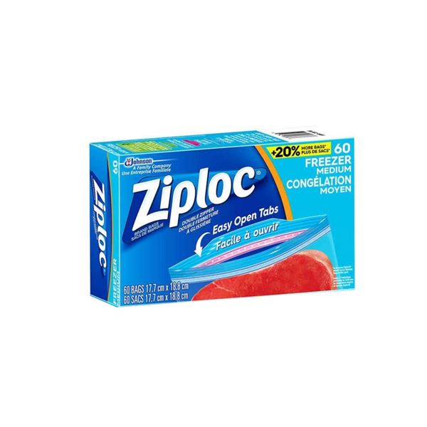 NEW 60 ZIPLOC FREEZER BAGS