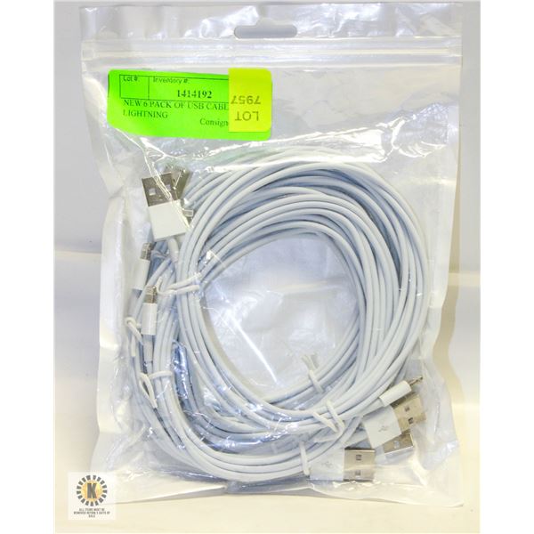 NEW 6 PACK OF USB CABLE APPLE LIGHTNING