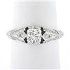 New 14k White Gold.85 ctw Round Diamond Milgrain & Wheat Engraved Engagement Rin