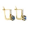 Image 4 : Vintage 14k Two Tone Gold 1.12 ctw Round Sapphire & Diamond Flower Drop Earrings
