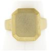 Solid 14K Yellow Gold Rectangular Engravable Center Matte Finish Signet Ring