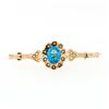 Antique Victorian 14k Gold Blue Stone & Seed Pearl Halo Tapered Bar Brooch Pin