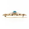 Image 3 : Antique Victorian 14k Gold Blue Stone & Seed Pearl Halo Tapered Bar Brooch Pin