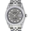 Rolex Mens Stainless Steel Slate Grey Lugs And Diamond Bezel Datejust Wristwatch