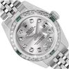 Rolex Ladies Stainless Steel Quickset Sapphire Silver Diamond And Emerald Dateju