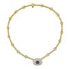 Image 3 : 18K TT Gold 3.30 ctw GIA Bezel Oval Sapphire & Pave Diamond Cable Link Necklace