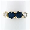 Vintage 14k Yellow Gold 2.16 ctw 6 Prong Round Blue Sapphire & Diamond Band Ring
