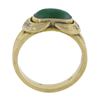 Image 6 : Vintage Petite 14K Yellow Gold Cabochon Green Jade & Diamond Grooved Band Ring
