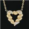 Image 3 : 14K Yellow Gold 15 0.30 ctw Diamond Twisted Scalloped Open Heart Pendant Necklac
