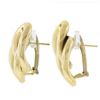 Image 3 : Estate Solid 18K Yellow Gold Polished Interlocking Curb Stud Post Omega Earrings