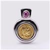 18K White Gold & Ruby Coin Pendant