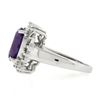 Image 6 : Estate Solid 14k White Gold 2.60 ctw Oval Amethyst Solitaire w/ Diamond Halo Rin