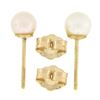 Image 3 : Vintage Simple Classic 14k Gold 4.5mm Round White Cultured Pearl Stud Earrings
