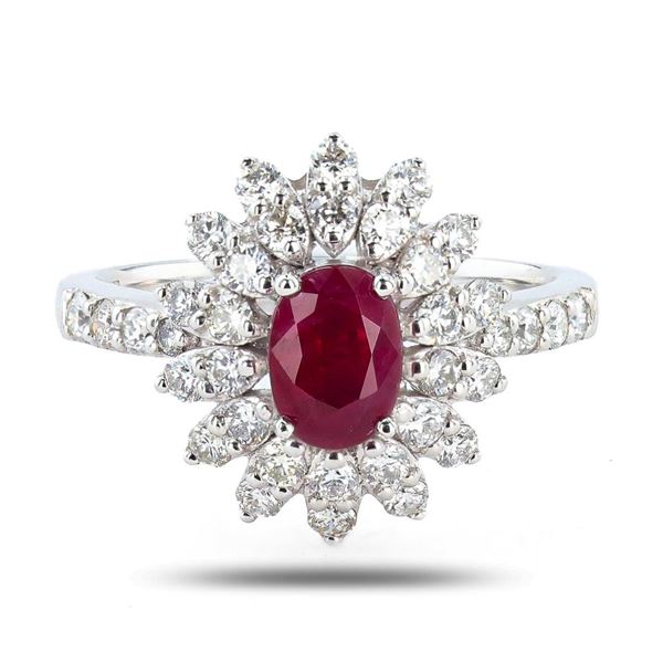 0.94 ctw MADAGASCAR Ruby and 0.88 ctw Diamond Platinum Ring (GIA CERTIFIED)
