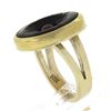 Image 8 : 14k Gold Round Carved Black Mother Of Pearl w/ Cabochon Carnelian Button Ring