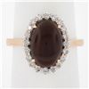 Image 1 : New 14K Rose Gold 5.47 ctw Oval Cabochon Garnet Solitaire Diamond Halo Ring