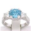 Image 3 : NEW 18k White Gold 3.91 ctw Oval Brilliant Blue Zircon Diamond Accents Ring Sz 6
