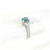 Image 8 : NEW 18k White Gold 3.91 ctw Oval Brilliant Blue Zircon Diamond Accents Ring Sz 6