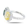 Image 2 : 4.57 ctw Blue-Green and Yellow Sapphire and 0.59 ctw Diamond Platinum Ring (GIA