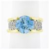 Vintage 18k TT Gold GIA FINE Round Brilliant Zircon Solitaire Pave Diamond Ring